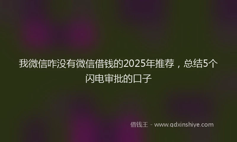 我微信咋没有微信借钱的2025年推荐，总结5个闪电审批的口子