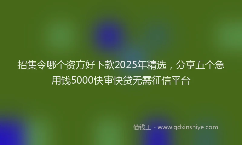 招集令哪个资方好下款2025年精选，分享五个急用钱5000快审快贷无需征信平台