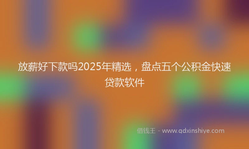 放薪好下款吗2025年精选，盘点五个公积金快速贷款软件