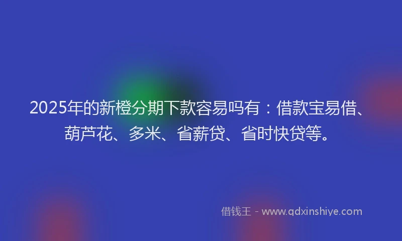 2025年的新橙分期下款容易吗有：借款宝易借、葫芦花、多米、省薪贷、省时快贷等。