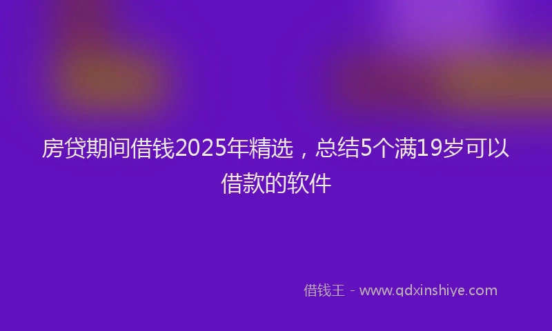 房贷期间借钱2025年精选，总结5个满19岁可以借款的软件
