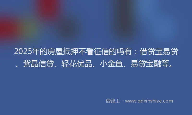 2025年的房屋抵押不看征信的吗有：借贷宝易贷、紫晶信贷、轻花优品、小金鱼、易贷宝融等。