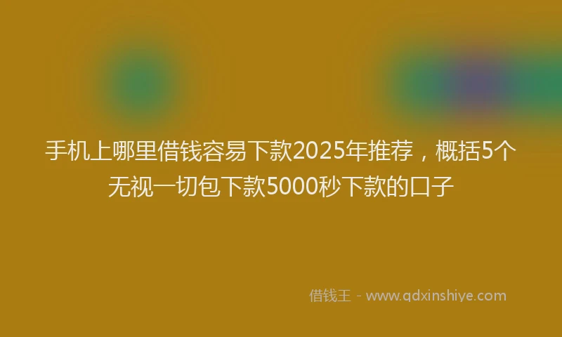 手机上哪里借钱容易下款2025年推荐，概括5个无视一切包下款5000秒下款的口子