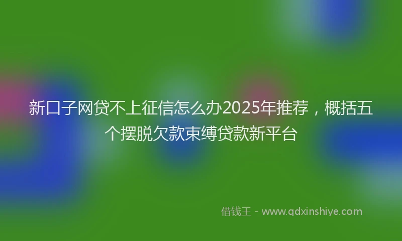 新口子网贷不上征信怎么办2025年推荐，概括五个摆脱欠款束缚贷款新平台