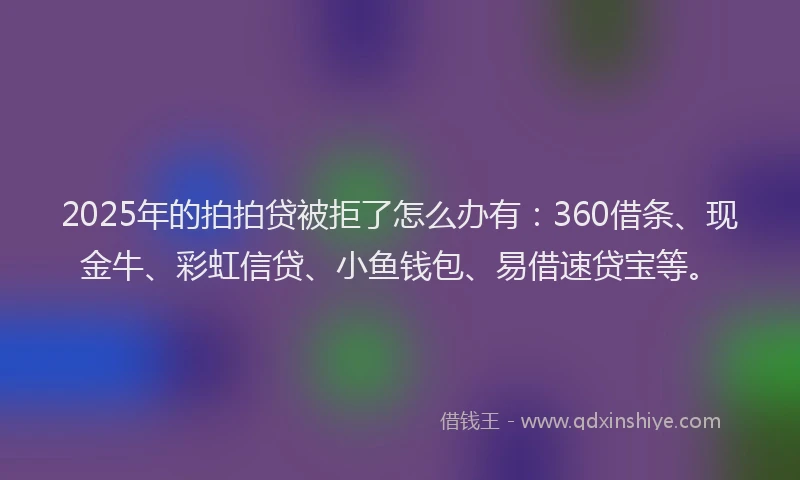 2025年的拍拍贷被拒了怎么办有：360借条、现金牛、彩虹信贷、小鱼钱包、易借速贷宝等。