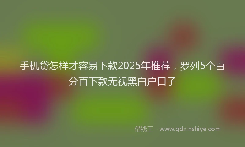 手机贷怎样才容易下款2025年推荐，罗列5个百分百下款无视黑白户口子