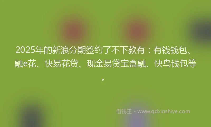 2025年的新浪分期签约了不下款有：有钱钱包、融e花、快易花贷、现金易贷宝盒融、快鸟钱包等。