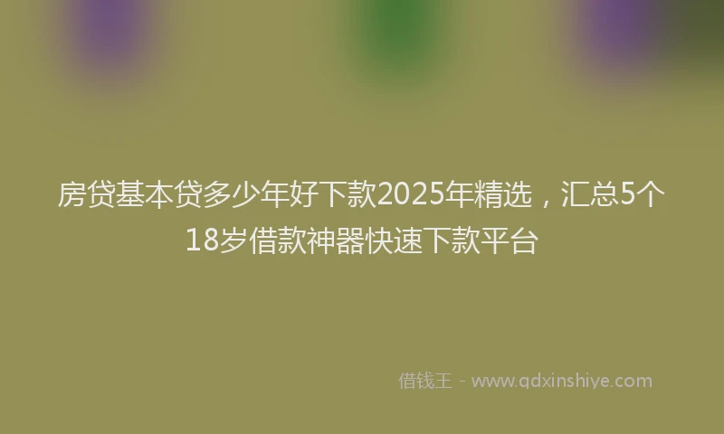 房贷基本贷多少年好下款2025年精选，汇总5个18岁借款神器快速下款平台