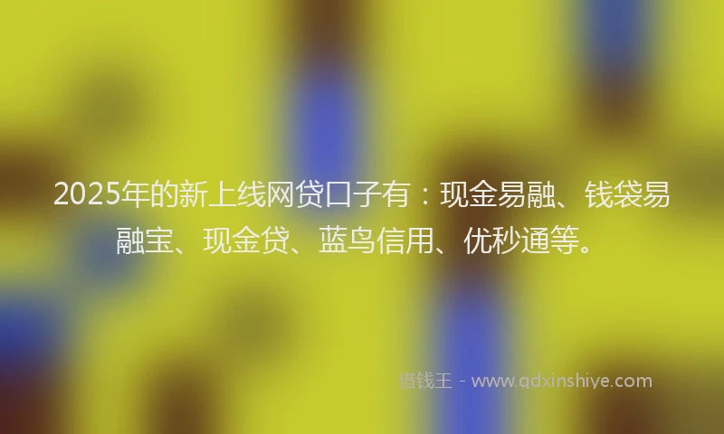 2025年的新上线网贷口子有：现金易融、钱袋易融宝、现金贷、蓝鸟信用、优秒通等。