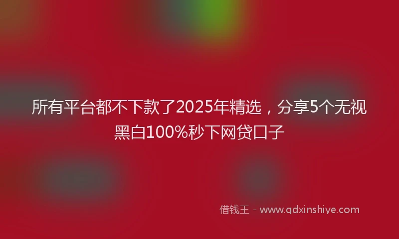 所有平台都不下款了2025年精选，分享5个无视黑白100%秒下网贷口子