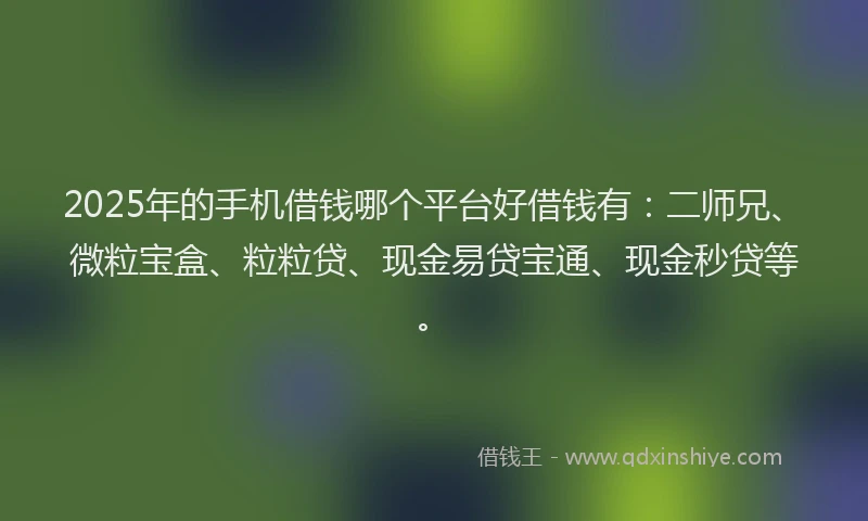 2025年的手机借钱哪个平台好借钱有：二师兄、微粒宝盒、粒粒贷、现金易贷宝通、现金秒贷等。