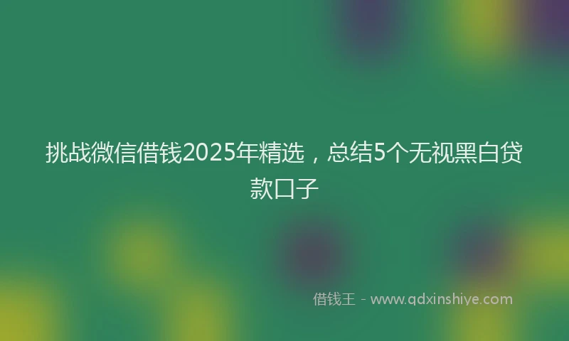 挑战微信借钱2025年精选，总结5个无视黑白贷款口子