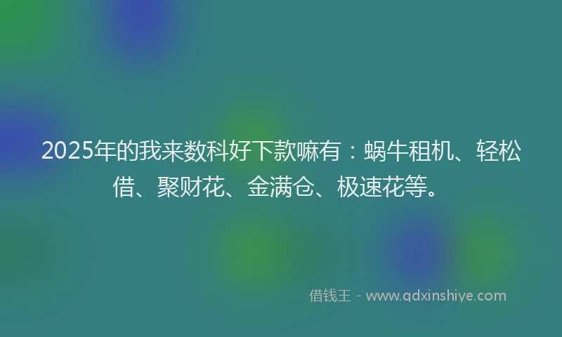 2025年的我来数科好下款嘛有：蜗牛租机、轻松借、聚财花、金满仓、极速花等。