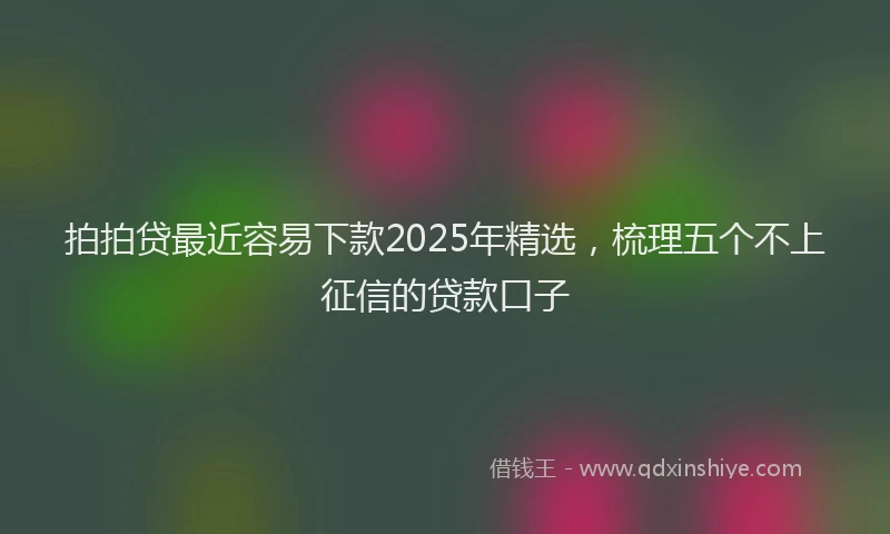 拍拍贷最近容易下款2025年精选，梳理五个不上征信的贷款口子