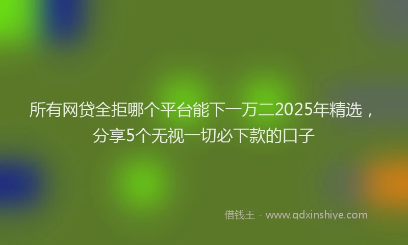所有网贷全拒哪个平台能下一万二2025年精选，分享5个无视一切必下款的口子