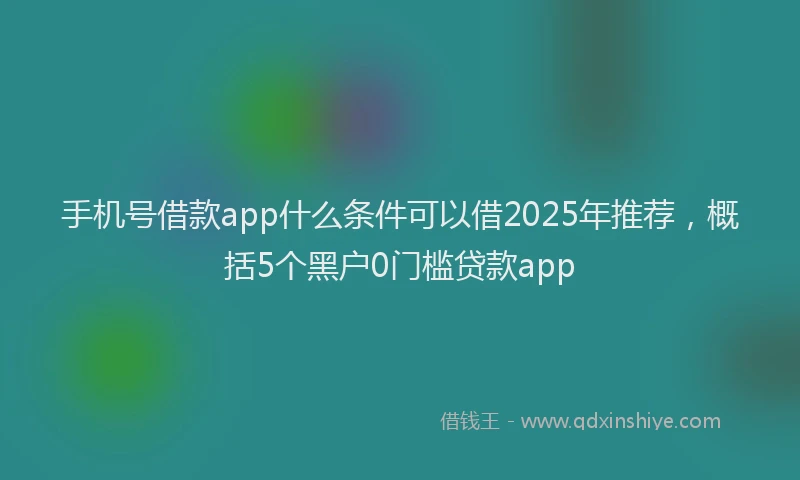 手机号借款app什么条件可以借2025年推荐，概括5个黑户0门槛贷款app