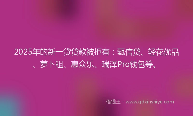 2025年的新一贷贷款被拒有：甄信贷、轻花优品、萝卜租、惠众乐、瑞泽Pro钱包等。