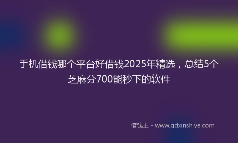 手机借钱哪个平台好借钱2025年精选，总结5个芝麻分700能秒下的软件