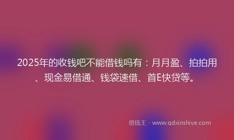 2025年的收钱吧不能借钱吗有：月月盈、拍拍用、现金易借通、钱袋速借、首E快贷等。