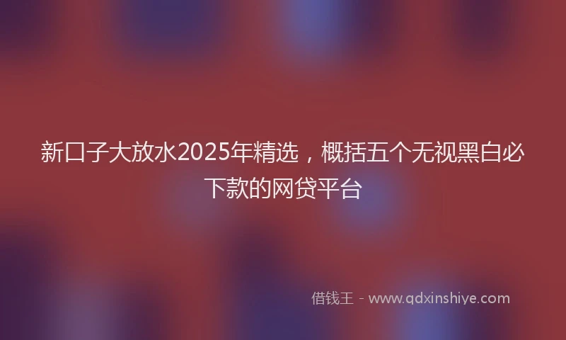 新口子大放水2025年精选，概括五个无视黑白必下款的网贷平台