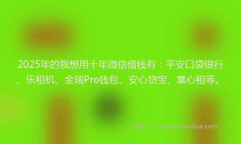2025年的我想用十年微信借钱有：平安口袋银行、乐租机、金瑞Pro钱包、安心贷宝、掌心租等。