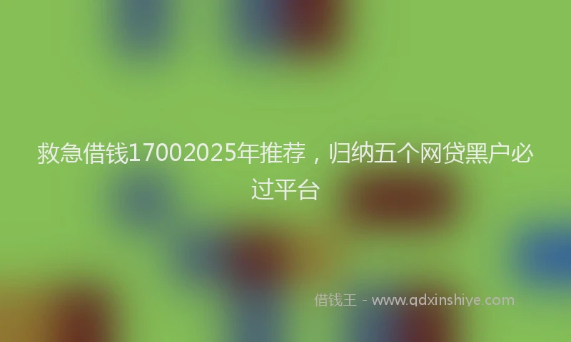 救急借钱17002025年推荐，归纳五个网贷黑户必过平台