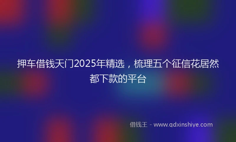 押车借钱天门2025年精选，梳理五个征信花居然都下款的平台
