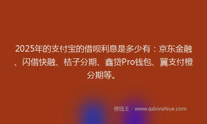 2025年的支付宝的借呗利息是多少有：京东金融、闪借快融、桔子分期、鑫贷Pro钱包、翼支付橙分期等。