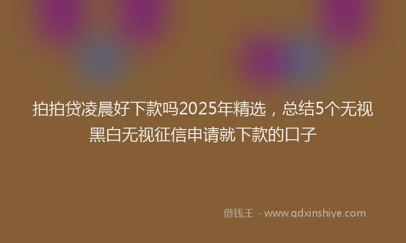 拍拍贷凌晨好下款吗2025年精选，总结5个无视黑白无视征信申请就下款的口子