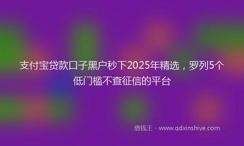 支付宝贷款口子黑户秒下2025年精选，罗列5个低门槛不查征信的平台