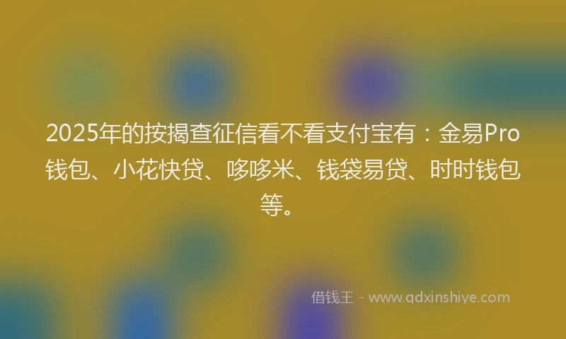 2025年的按揭查征信看不看支付宝有：金易Pro钱包、小花快贷、哆哆米、钱袋易贷、时时钱包等。