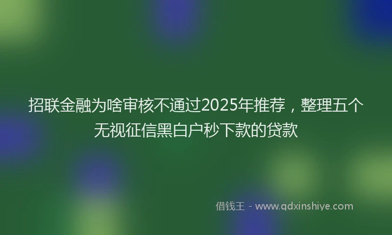 招联金融为啥审核不通过2025年推荐，整理五个无视征信黑白户秒下款的贷款