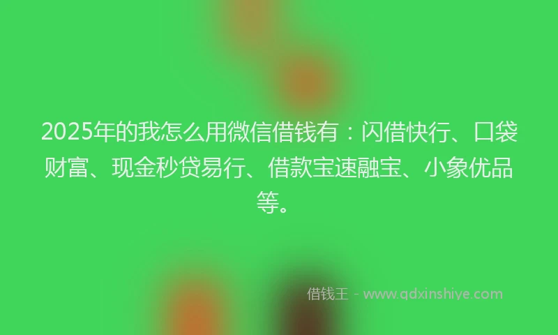 2025年的我怎么用微信借钱有：闪借快行、口袋财富、现金秒贷易行、借款宝速融宝、小象优品等。