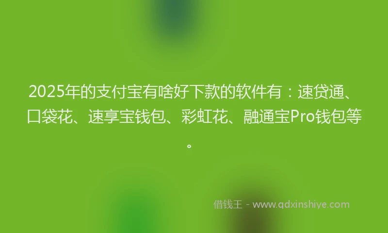 2025年的支付宝有啥好下款的软件有：速贷通、口袋花、速享宝钱包、彩虹花、融通宝Pro钱包等。
