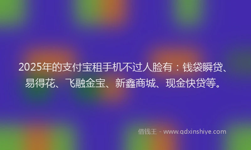 2025年的支付宝租手机不过人脸有：钱袋瞬贷、易得花、飞融金宝、新鑫商城、现金快贷等。