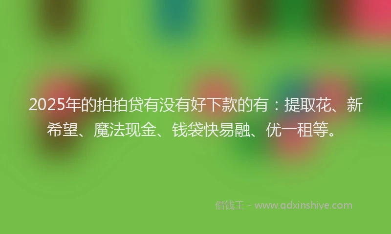 2025年的拍拍贷有没有好下款的有：提取花、新希望、魔法现金、钱袋快易融、优一租等。