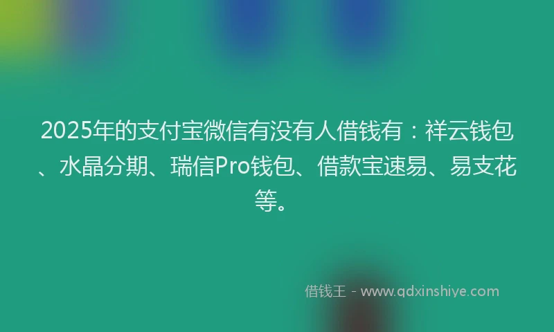 2025年的支付宝微信有没有人借钱有：祥云钱包、水晶分期、瑞信Pro钱包、借款宝速易、易支花等。