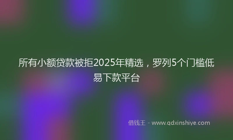 所有小额贷款被拒2025年精选，罗列5个门槛低易下款平台