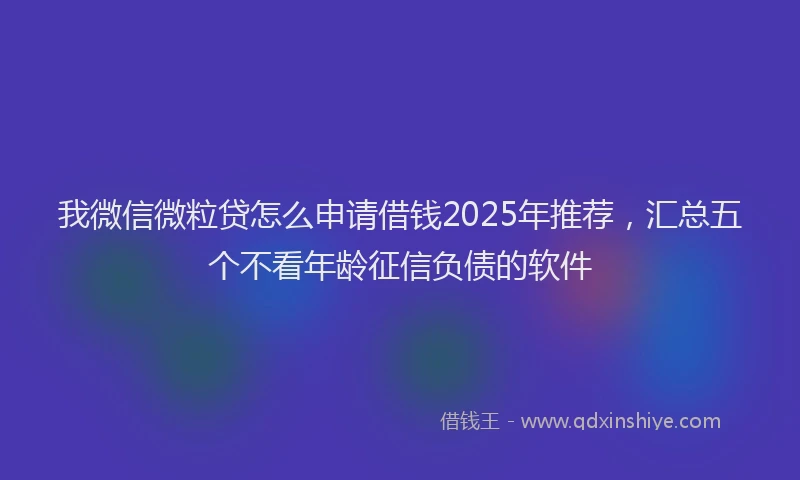 我微信微粒贷怎么申请借钱2025年推荐，汇总五个不看年龄征信负债的软件