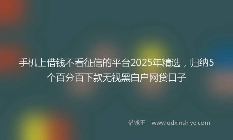 手机上借钱不看征信的平台2025年精选，归纳5个百分百下款无视黑白户网贷口子