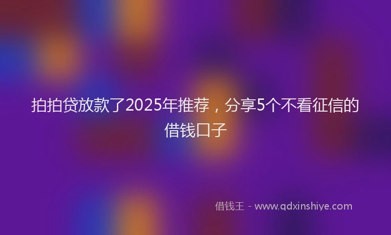 拍拍贷放款了2025年推荐，分享5个不看征信的借钱口子