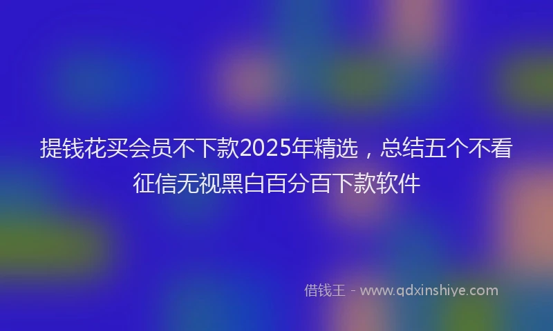 提钱花买会员不下款2025年精选，总结五个不看征信无视黑白百分百下款软件