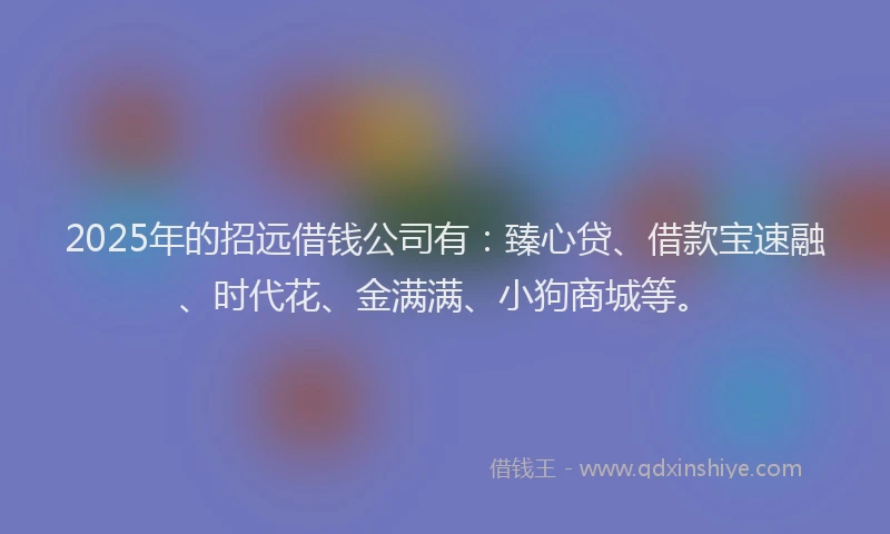 2025年的招远借钱公司有：臻心贷、借款宝速融、时代花、金满满、小狗商城等。