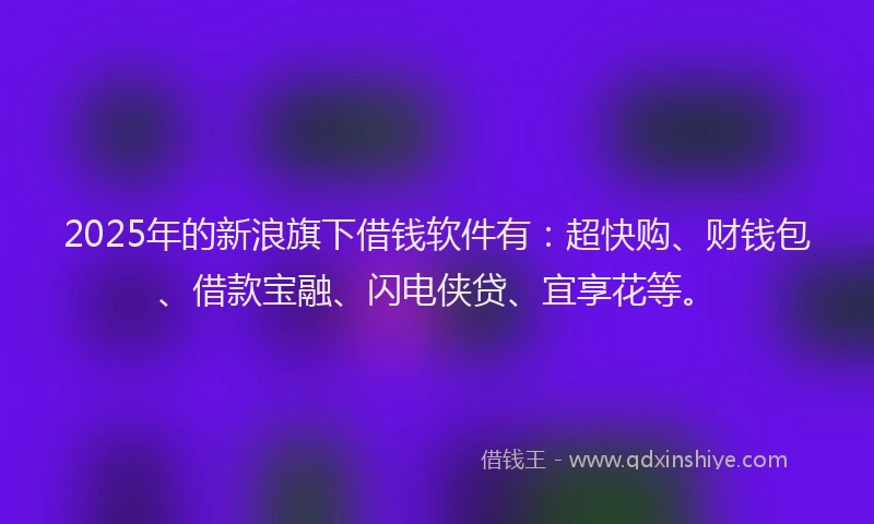 2025年的新浪旗下借钱软件有：超快购、财钱包、借款宝融、闪电侠贷、宜享花等。