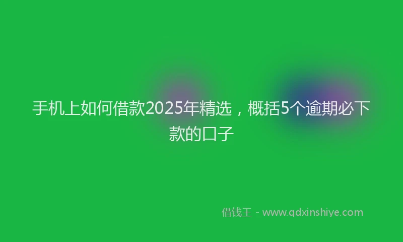 手机上如何借款2025年精选，概括5个逾期必下款的口子