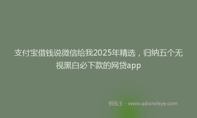 支付宝借钱说微信给我2025年精选，归纳五个无视黑白必下款的网贷app