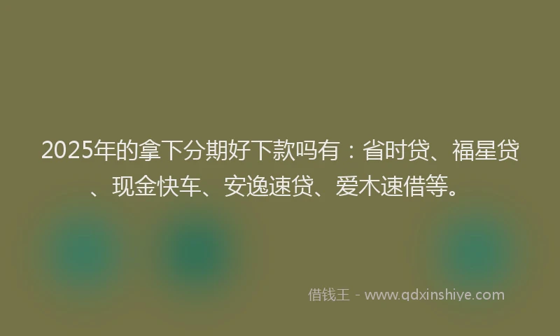 2025年的拿下分期好下款吗有：省时贷、福星贷、现金快车、安逸速贷、爱木速借等。