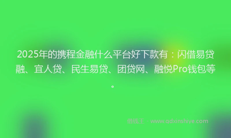2025年的携程金融什么平台好下款有：闪借易贷融、宜人贷、民生易贷、团贷网、融悦Pro钱包等。