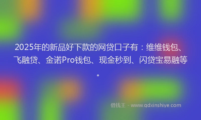 2025年的新品好下款的网贷口子有：维维钱包、飞融贷、金诺Pro钱包、现金秒到、闪贷宝易融等。