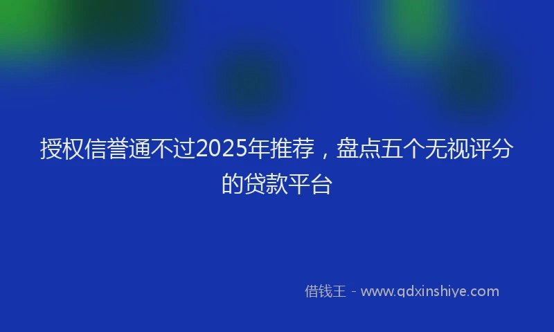 授权信誉通不过2025年推荐，盘点五个无视评分的贷款平台
